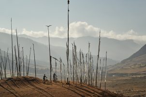 bhutan-six-senses-gangtey-bawa-tours-travel-Mountain_biking_Prayerflags