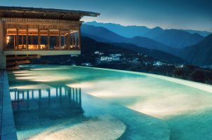 bhutan-six-senses-punakha-bawa-tours-travel-Pool-at-night