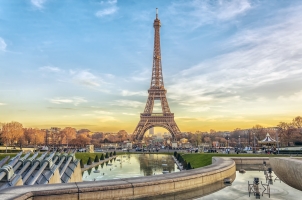 France - Eiffel Tower at sunset in Paris