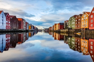 Norway - The harbor and city of trondheim