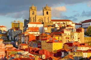 Portugal - the old town of Porto at sunset