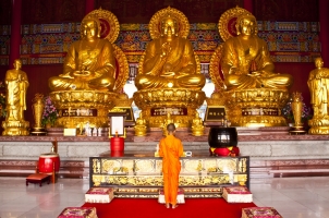 Thailand - three Buddhas in the Chinese temple