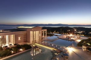 Amanzoe - Central Terrace at Sunset