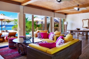 Maledives Six Senses Laamu - Two bedroom Ocean Beach Villa Living Room