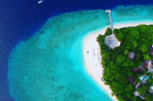 Maledives Soneva Fushi - Aerial of the Resort